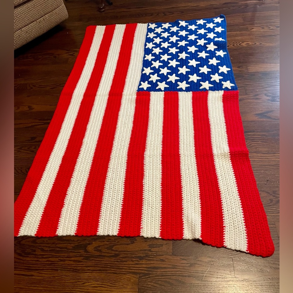 Beautiful Patriotic hand crocheted U.S.Flag